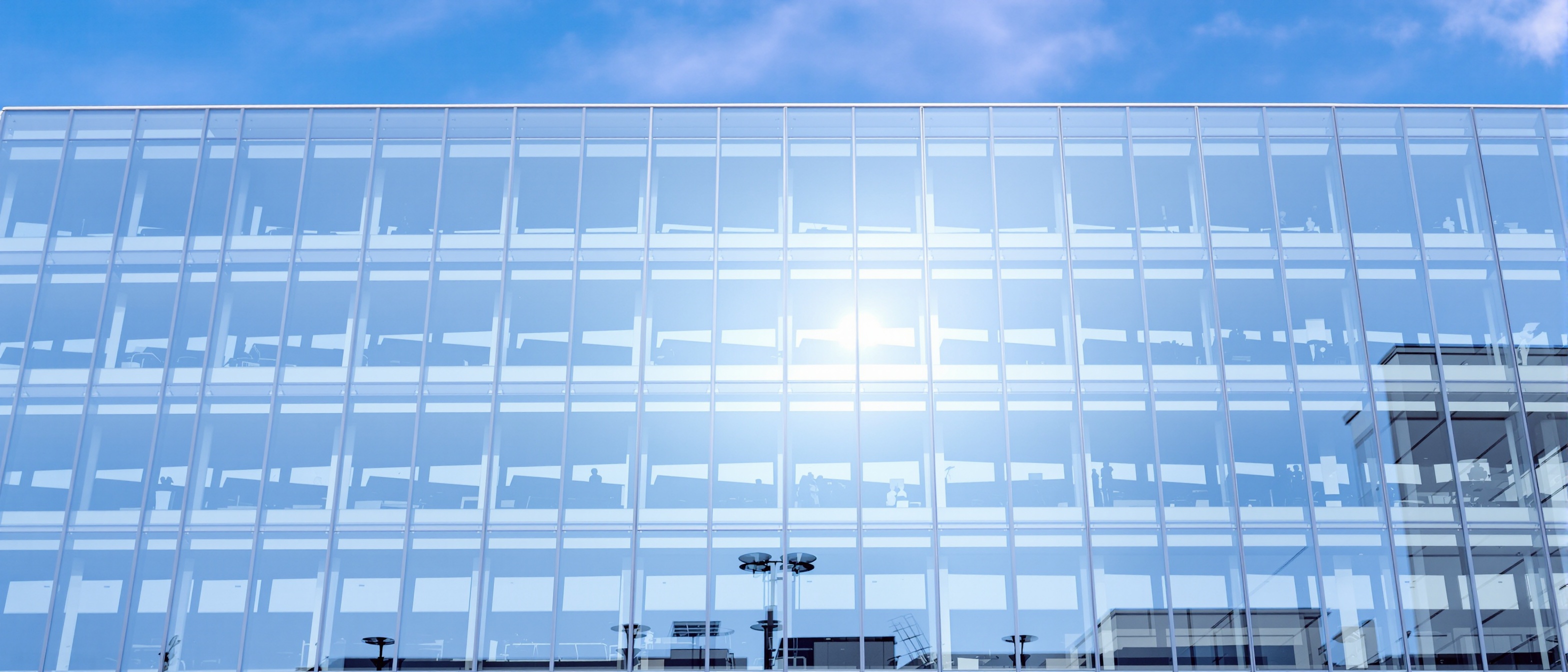 Modern glass office building in the London commercial district