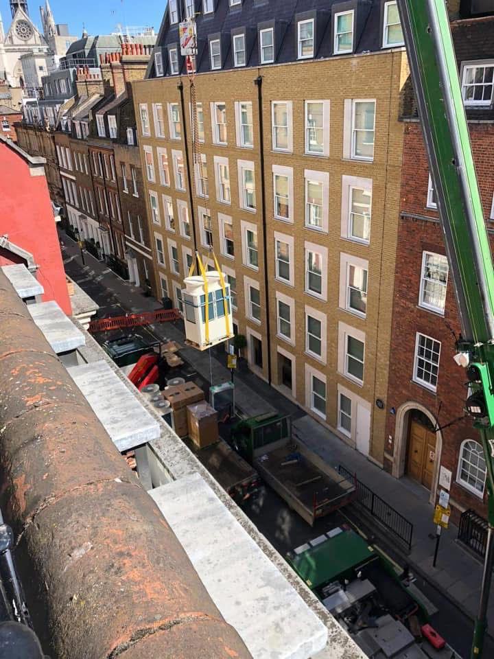HVAC crane lift in central London