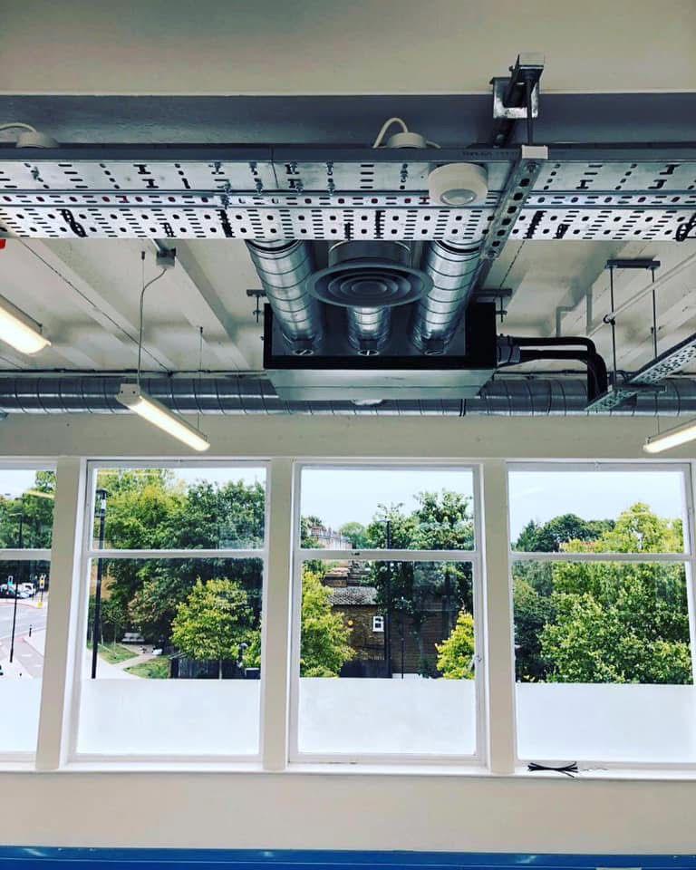 Spiral ductwork with ceiling diffuser